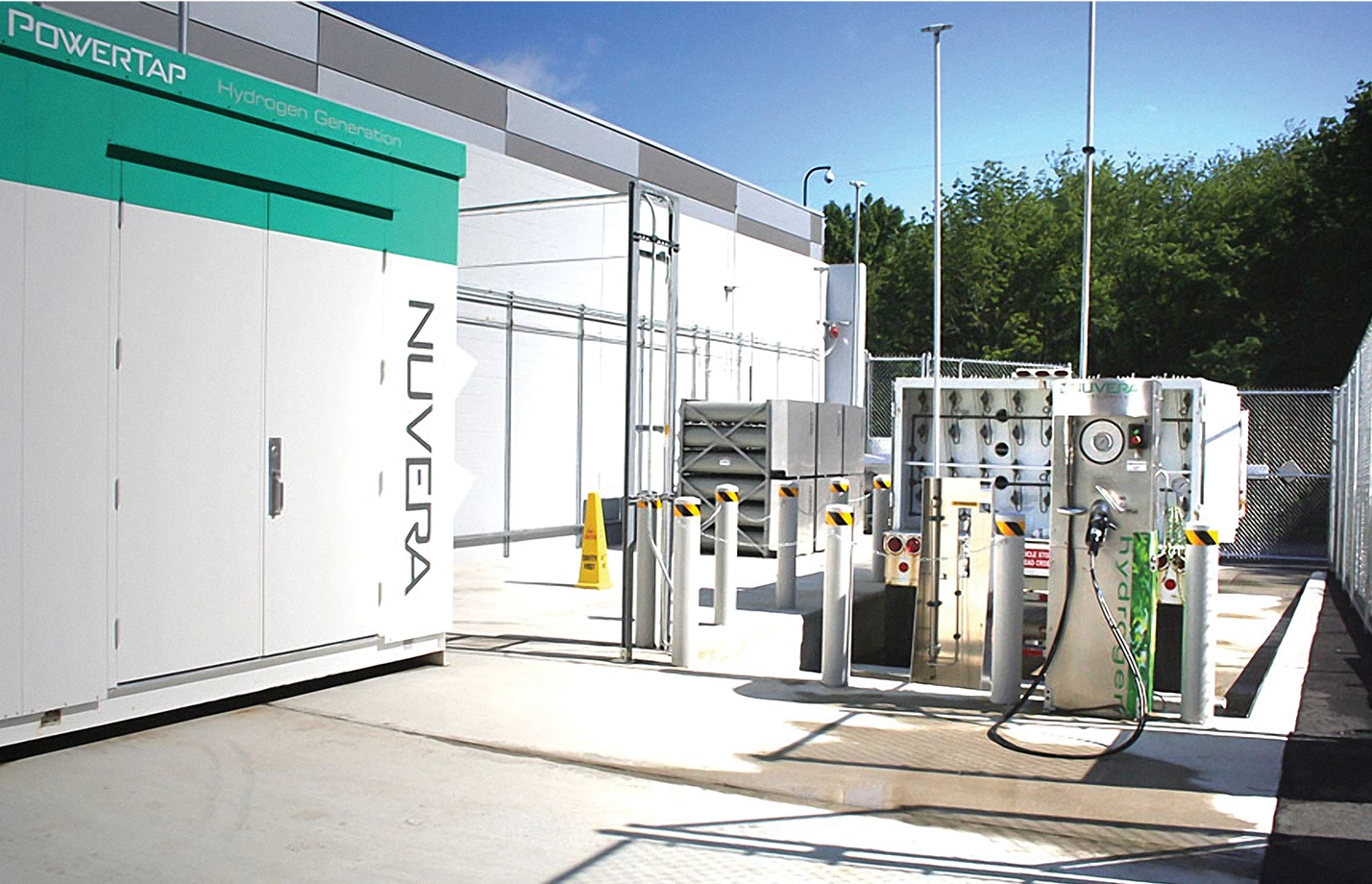Nuvera Fuel Cells, LLC PowerTap hydrogen fuel cell station.