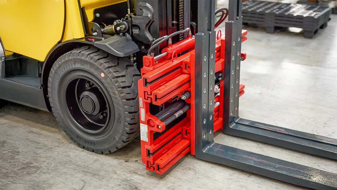 Bolzoni attachment on lift truck.